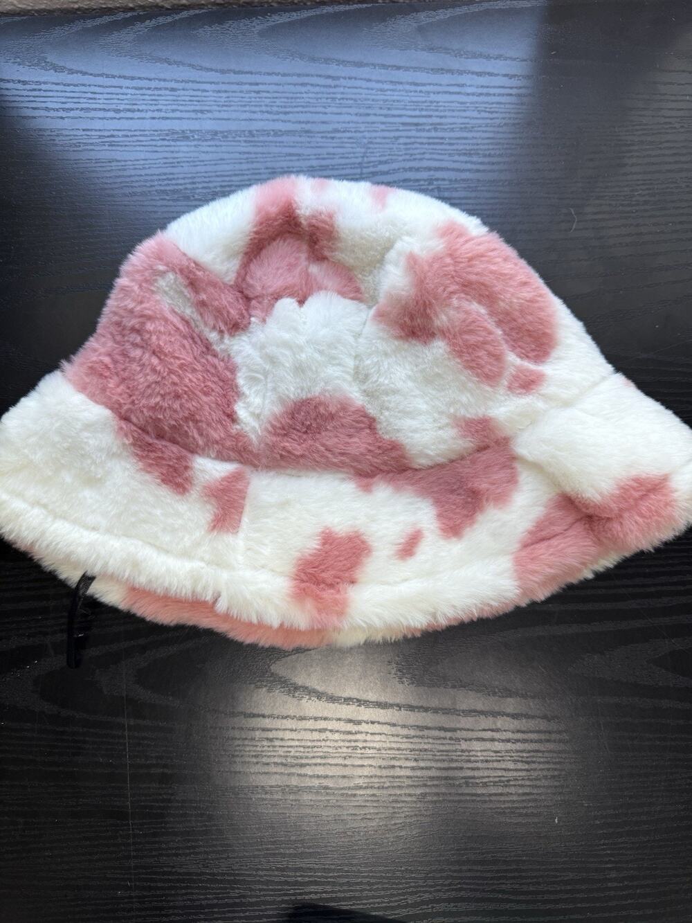 Pink Fluffy Cow Print Bucket Hat!!! NEVER WORN